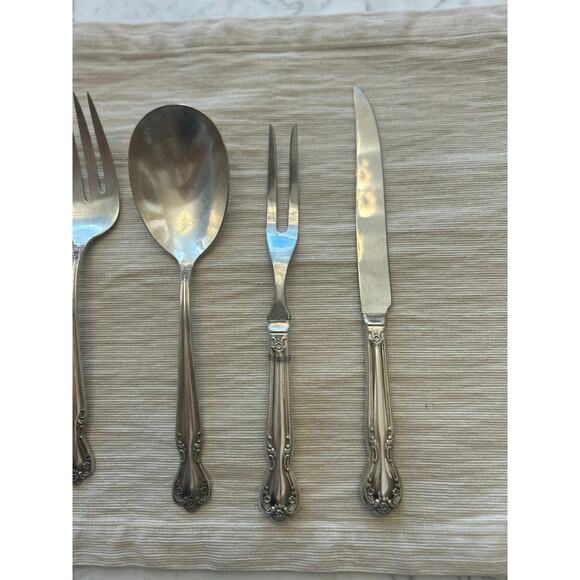 ROGERS Silverplate Elegant Lady Serving Pieces Daybreak Knife Spoon Fork Ladle - Picture 3 of 16